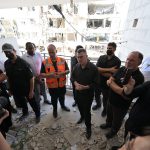 FM Sa’ar briefs foreign ambassadors at the site of the Iranian ballistic missile attack in Bat Yam