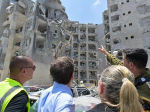 President Herzog visits site of Iranian missile strike in Be’er Sheva