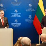FM Sa’ar holds joint press conference in Vilnius with Lithuanian FM Kęstutis Budrys