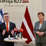 FM Sa’ar attends press conference with Latvian FM Baiba Braže