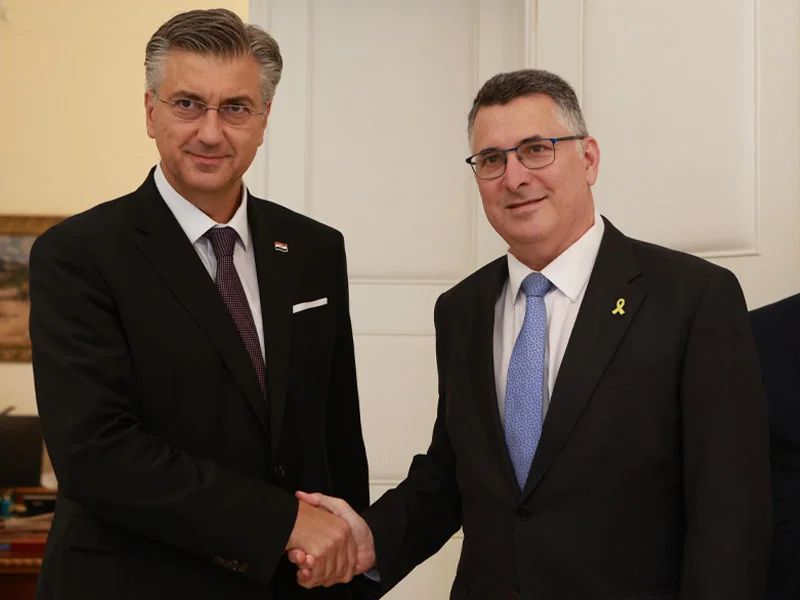 FM Sa’ar meets with Croatian Prime Minister Andrej Plenković in Zagreb