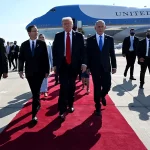 PM Netanyahu President Herzog and their Wives Welcoming US President Donald Trump