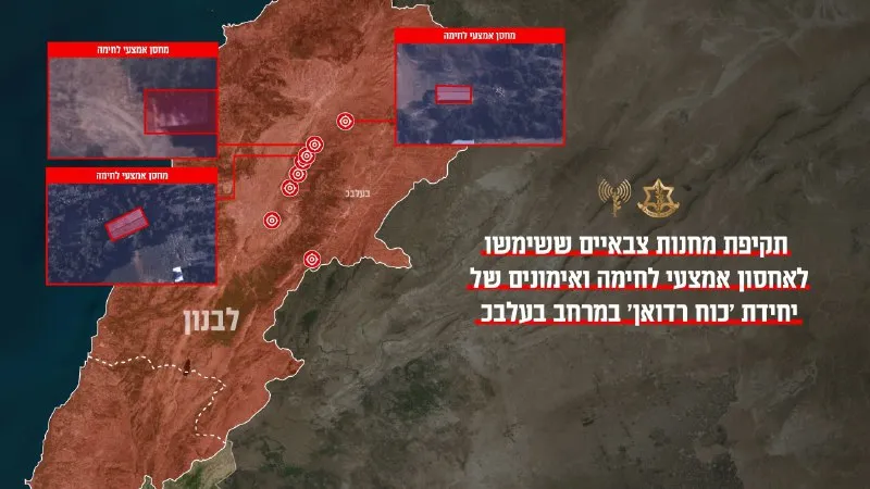 The IDF attacked eight military camps in Lebanon that were used for storing weapons and training of the ‘Radwan Force’ unit. The IDF attacked earlier today (Thursday),