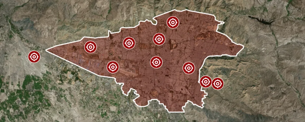 With over 100 munitions – these are the targets attacked tonight in the Tehran area.