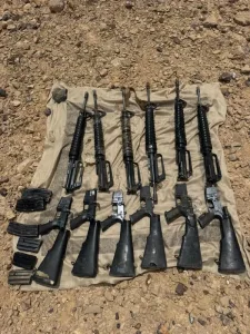 During an operation to thwart smuggling: IDF forces located a drone carrying six long weapons on the western border during an operation to thwart arms smuggling in the Paran Brigade area.