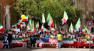 From Newt Gingrich: “Pro Trump and pro USA rally in Bern with large Iranian participation and pro Trump signs-photo by Callista Supporters of U.S.