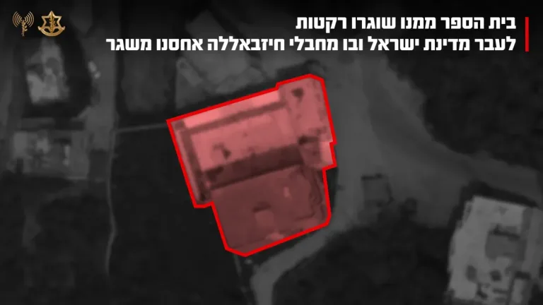 Hezbollah terrorists fired rockets at the north and hid the launcher inside a school.