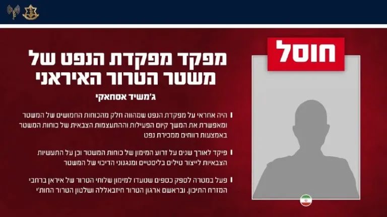 In a precise strike in Tehran: The IDF eliminated the commander of the Iranian terrorist regime's oil headquarters. The Air Force, with precise intelligence guidance from Aman,