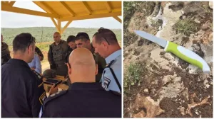 Investigation into the attempted stabbing attack that occurred earlier today in the Samaria region – the terrorist was neutralized, the knife he used was seized. Police officers from the Minorities Department in the Central Unit of the Judea and Samaria District.