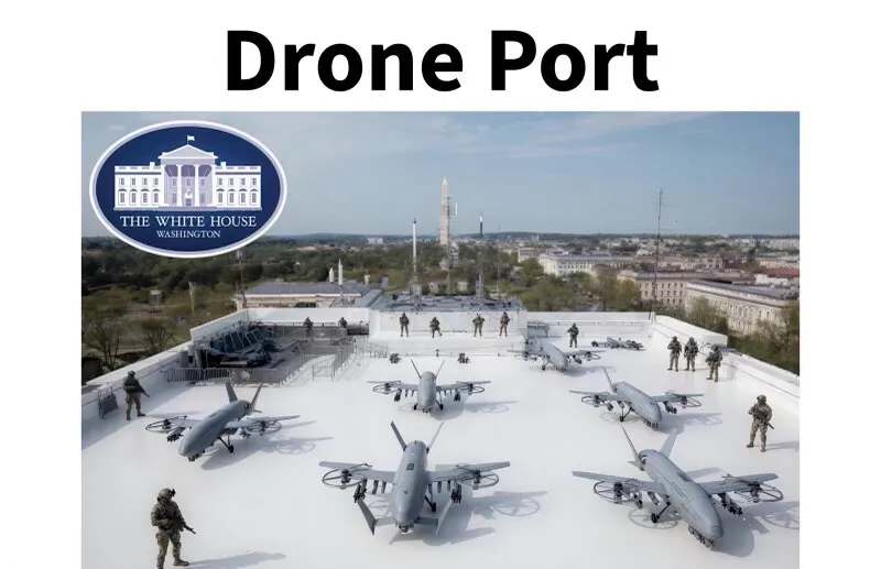 Ang DronePort sa bubong ng White House Ballroom!