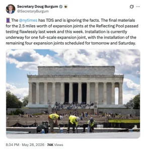 The Failing New York Times is doing everything possible to criticize the magnificent restoration of the Reflecting Pool,
