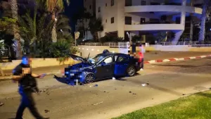 Israel Police: A police officer was moderately injured after a driver who refused a police check crashed into a patrol car in Netanya