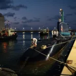 Documentation from the ceremony of receiving the INS Dragon submarine at the Haifa base